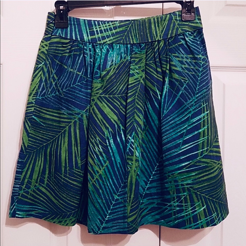 Banana Republic Blue Green Palm A line Skirt